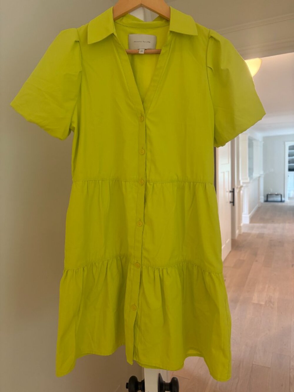 Brochu Walker Havana Mini Dress XS Zest Puff Sleeve Button Front